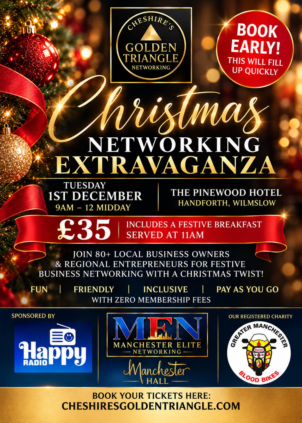 Christmas Networking Extravaganza — Tuesday 1st December, The Pinewood Hotel, Handforth, Wilmslow, £35